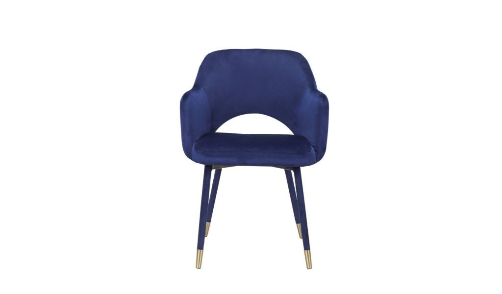 22" Ocean Blue Velvet And Gold Solid Color Parsons Chair By Homeroots