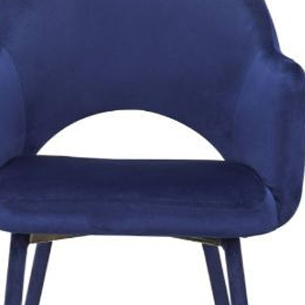 22" Ocean Blue Velvet And Gold Solid Color Parsons Chair By Homeroots