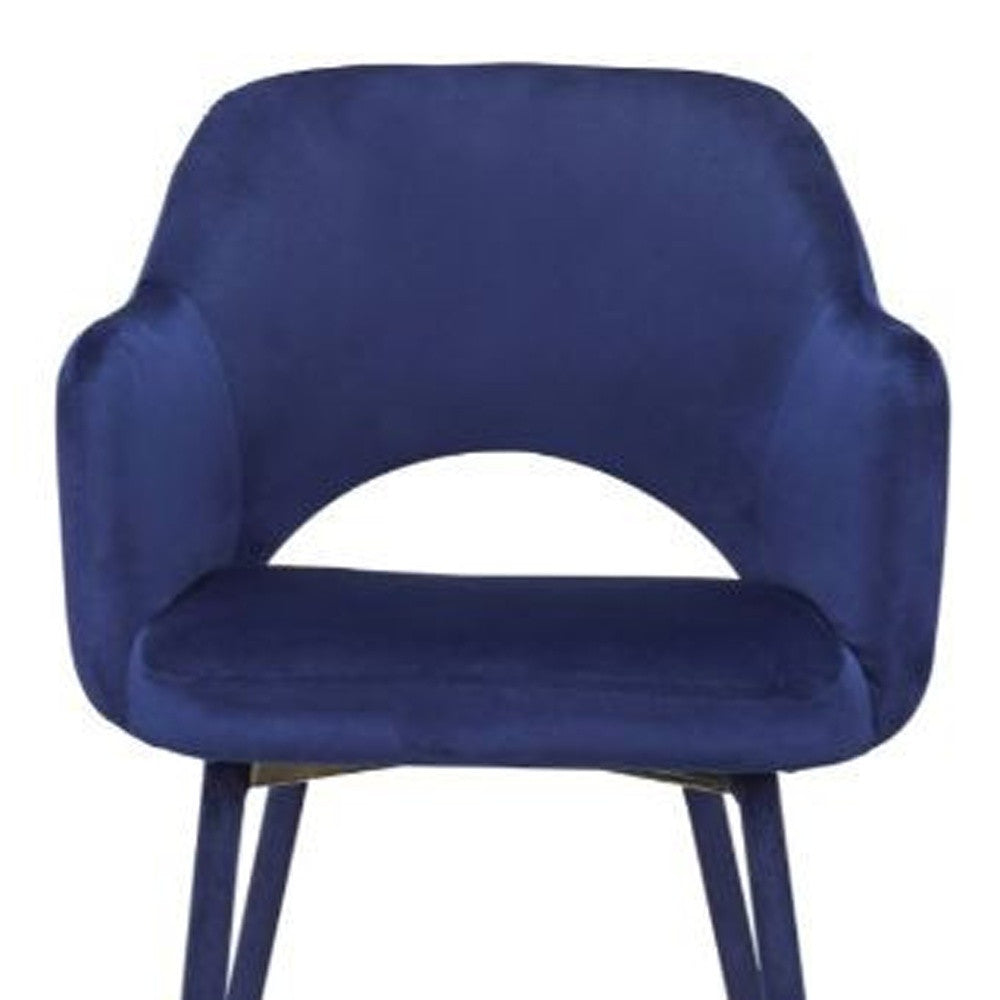 22" Ocean Blue Velvet And Gold Solid Color Parsons Chair By Homeroots | Armchairs | Modishstore - 4