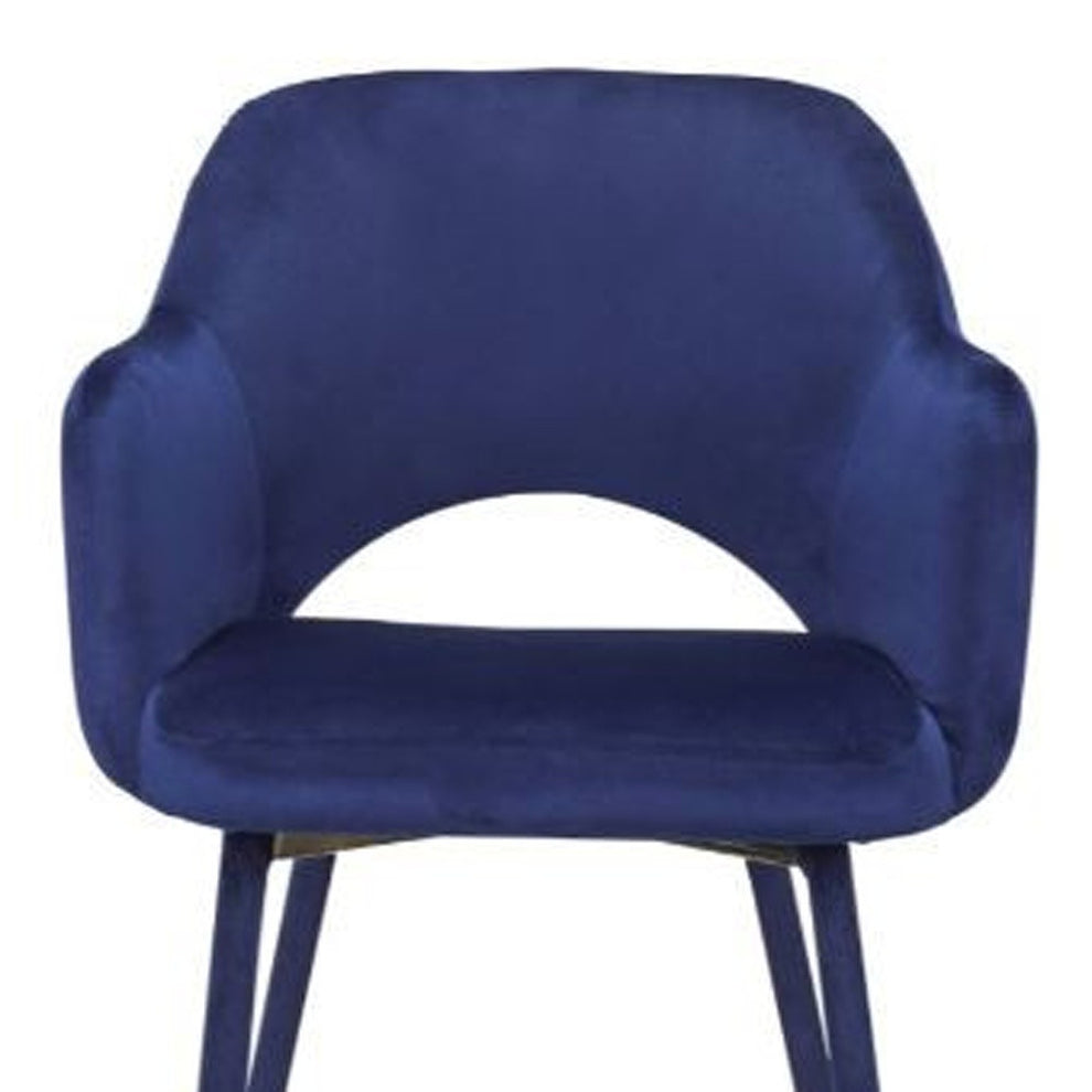 22" Ocean Blue Velvet And Gold Solid Color Parsons Chair By Homeroots | Armchairs | Modishstore - 4