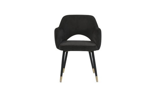 22" Black Velvet And Gold Solid Color Parsons Chair By Homeroots | Armchairs | Modishstore