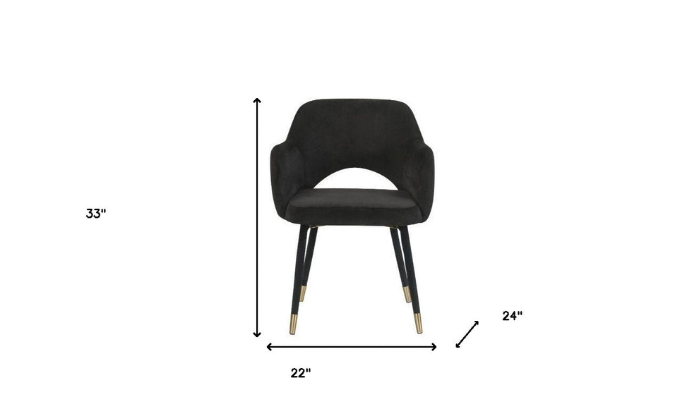 22" Black Velvet And Gold Solid Color Parsons Chair By Homeroots | Armchairs | Modishstore - 5