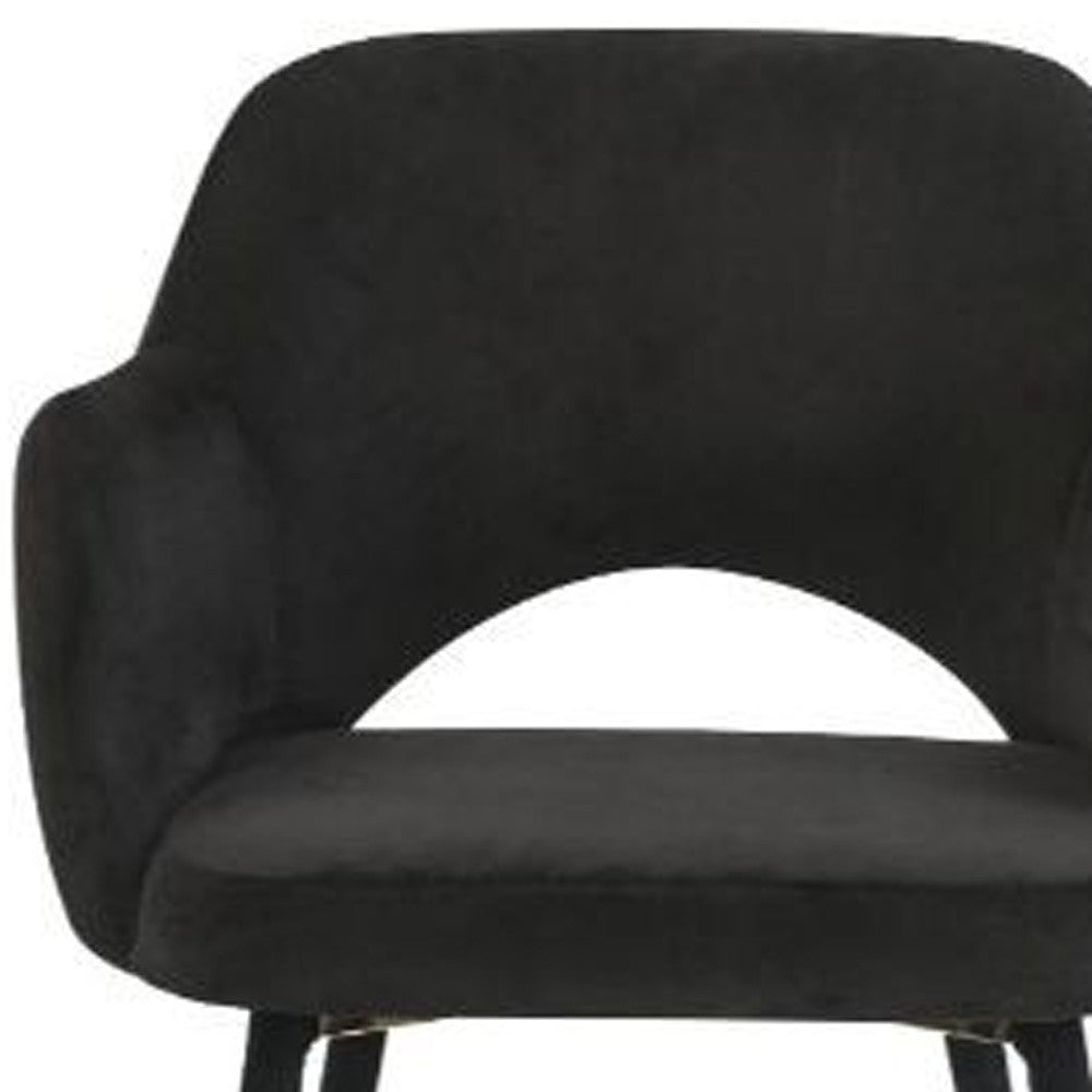 22" Black Velvet And Gold Solid Color Parsons Chair By Homeroots