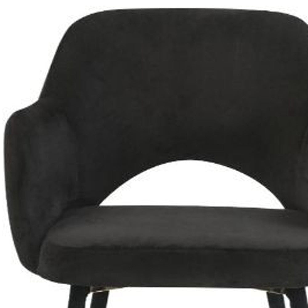 22" Black Velvet And Gold Solid Color Parsons Chair By Homeroots | Armchairs | Modishstore - 3