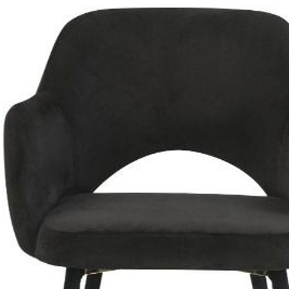 22" Black Velvet And Gold Solid Color Parsons Chair By Homeroots | Armchairs | Modishstore - 3