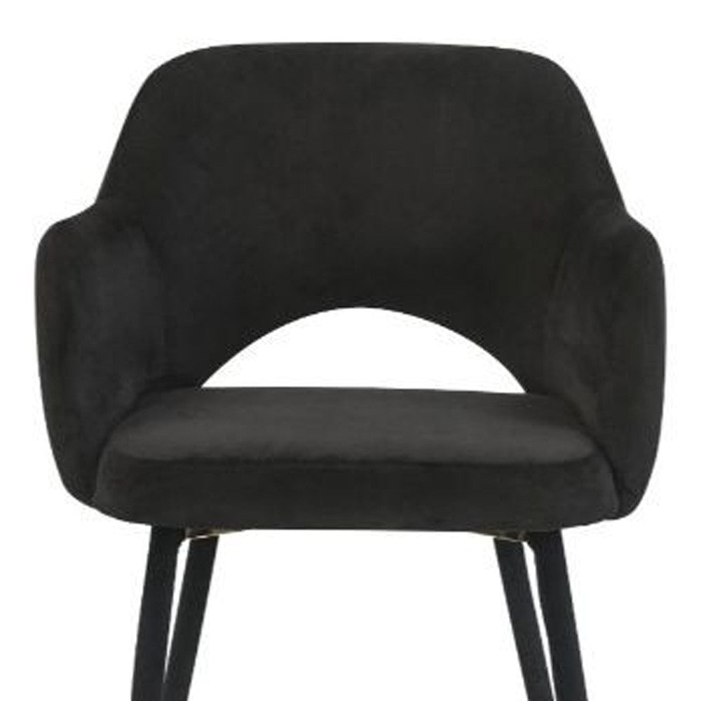 22" Black Velvet And Gold Solid Color Parsons Chair By Homeroots | Armchairs | Modishstore - 4