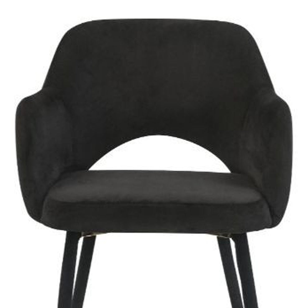 22" Black Velvet And Gold Solid Color Parsons Chair By Homeroots | Armchairs | Modishstore - 4