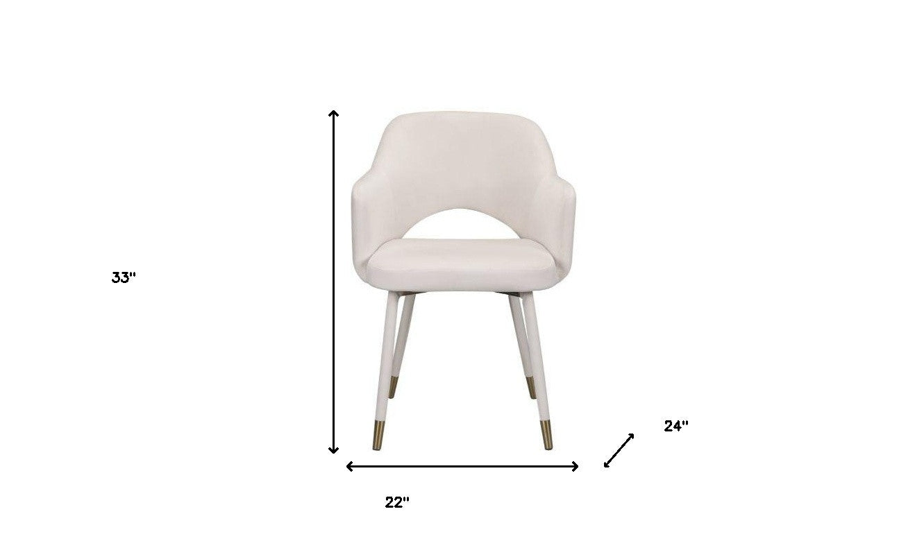 22" Cream Velvet And Gold Solid Color Parsons Chair By Homeroots | Armchairs | Modishstore - 6