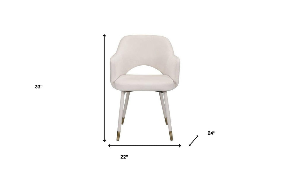 22" Cream Velvet And Gold Solid Color Parsons Chair By Homeroots | Armchairs | Modishstore - 6