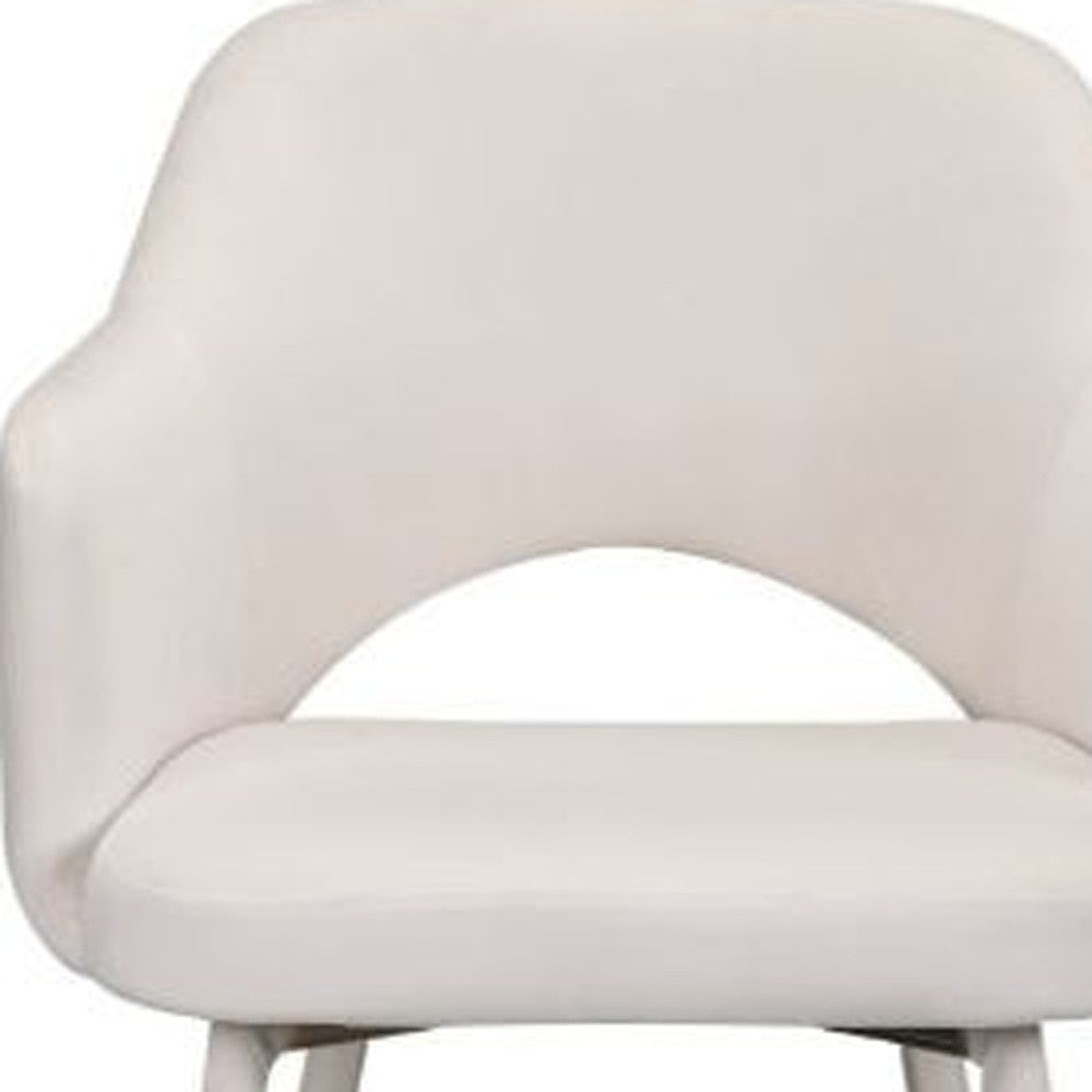 22" Cream Velvet And Gold Solid Color Parsons Chair By Homeroots | Armchairs | Modishstore - 4