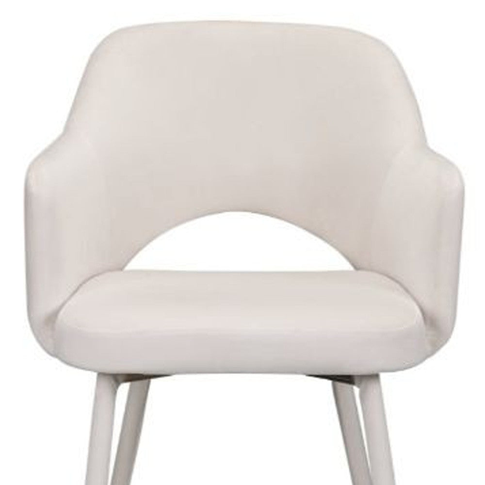 22" Cream Velvet And Gold Solid Color Parsons Chair By Homeroots | Armchairs | Modishstore - 5