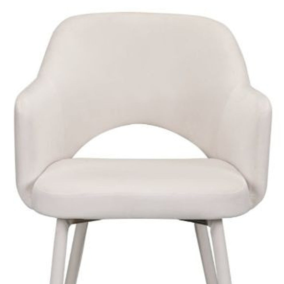 22" Cream Velvet And Gold Solid Color Parsons Chair By Homeroots | Armchairs | Modishstore - 5