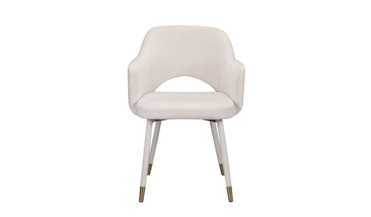 22" Cream Velvet And Gold Solid Color Parsons Chair By Homeroots | Armchairs | Modishstore - 3