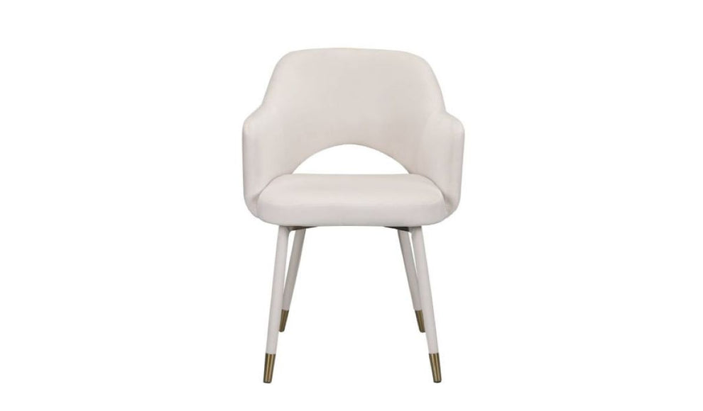22" Cream Velvet And Gold Solid Color Parsons Chair By Homeroots | Armchairs | Modishstore - 3