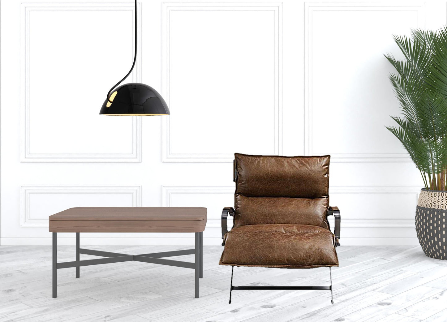 28" Brown Top Grain Leather And Steel Lounge Chair By Homeroots | Armchairs | Modishstore - 2