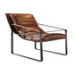 27" Brown Top Grain Leather And Steel Lounge Chair By Homeroots | Armchairs | Modishstore