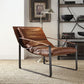 27" Brown Top Grain Leather And Steel Lounge Chair By Homeroots | Armchairs | Modishstore - 6