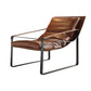 27" Brown Top Grain Leather And Steel Lounge Chair By Homeroots | Armchairs | Modishstore - 3