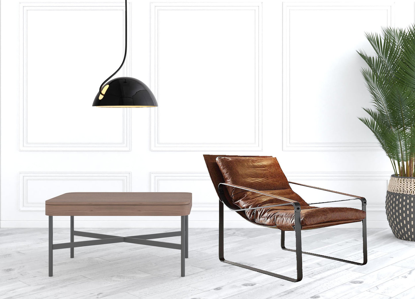 27" Brown Top Grain Leather And Steel Lounge Chair By Homeroots | Armchairs | Modishstore - 2