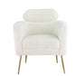 30" White Wool And Brown Barrel Chair By Homeroots | Armchairs | Modishstore