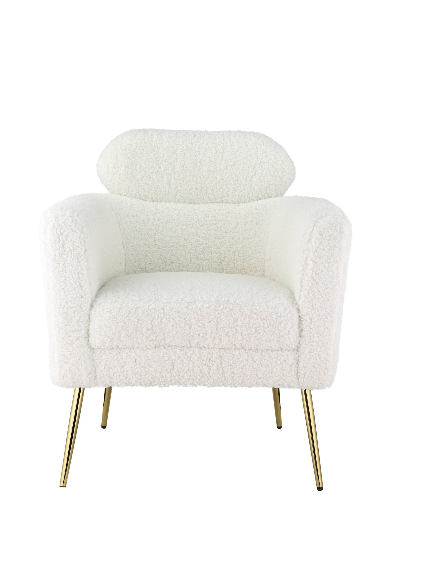 30" White Wool And Brown Barrel Chair By Homeroots | Armchairs | Modishstore - 2