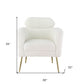 30" White Wool And Brown Barrel Chair By Homeroots | Armchairs | Modishstore - 6