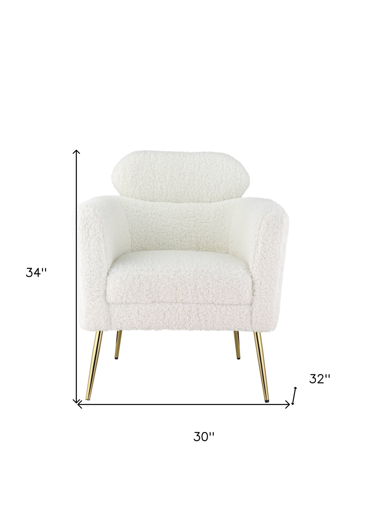 30" White Wool And Brown Barrel Chair By Homeroots | Armchairs | Modishstore - 6
