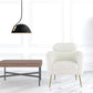 30" White Wool And Brown Barrel Chair By Homeroots | Armchairs | Modishstore - 3