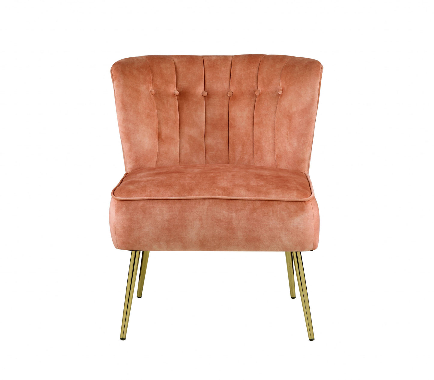 26" Burnt Orange Velvet And Brown Solid Color Slipper Chair By Homeroots | Armchairs | Modishstore - 2