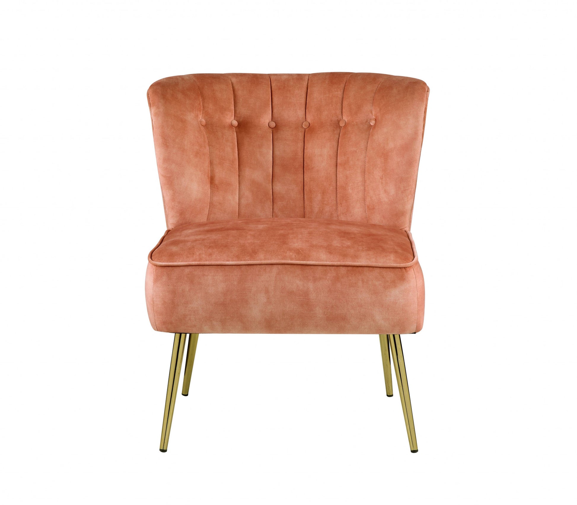 26" Burnt Orange Velvet And Brown Solid Color Slipper Chair By Homeroots | Armchairs | Modishstore - 2