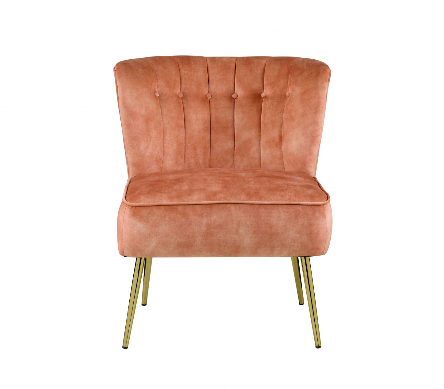 26" Burnt Orange Velvet And Brown Solid Color Slipper Chair By Homeroots | Armchairs | Modishstore