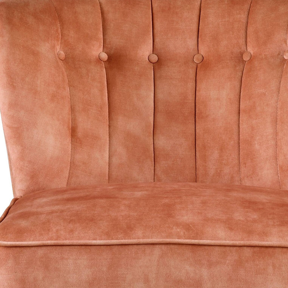 26" Burnt Orange Velvet And Brown Solid Color Slipper Chair By Homeroots | Armchairs | Modishstore - 5