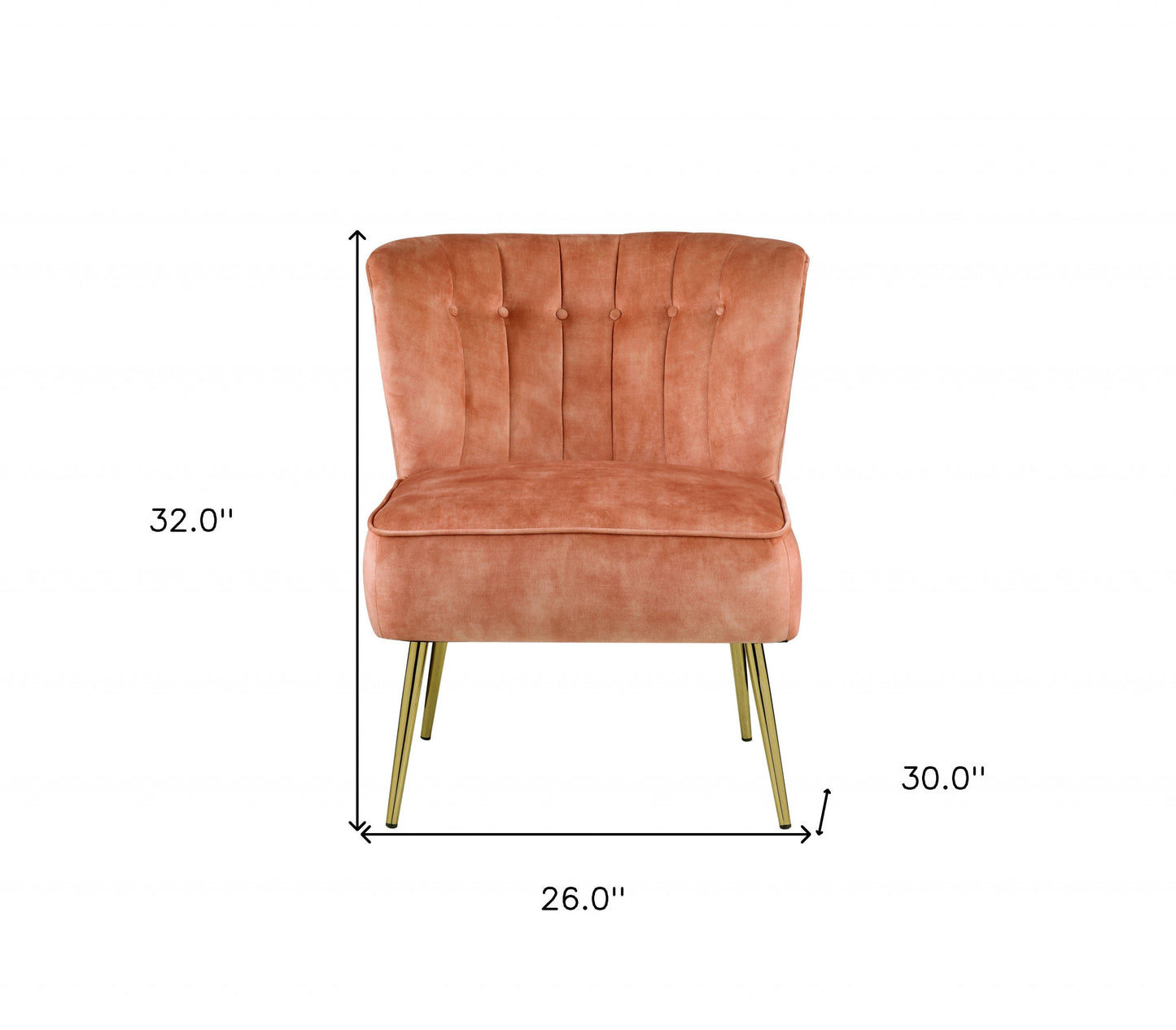26" Burnt Orange Velvet And Brown Solid Color Slipper Chair By Homeroots | Armchairs | Modishstore - 6