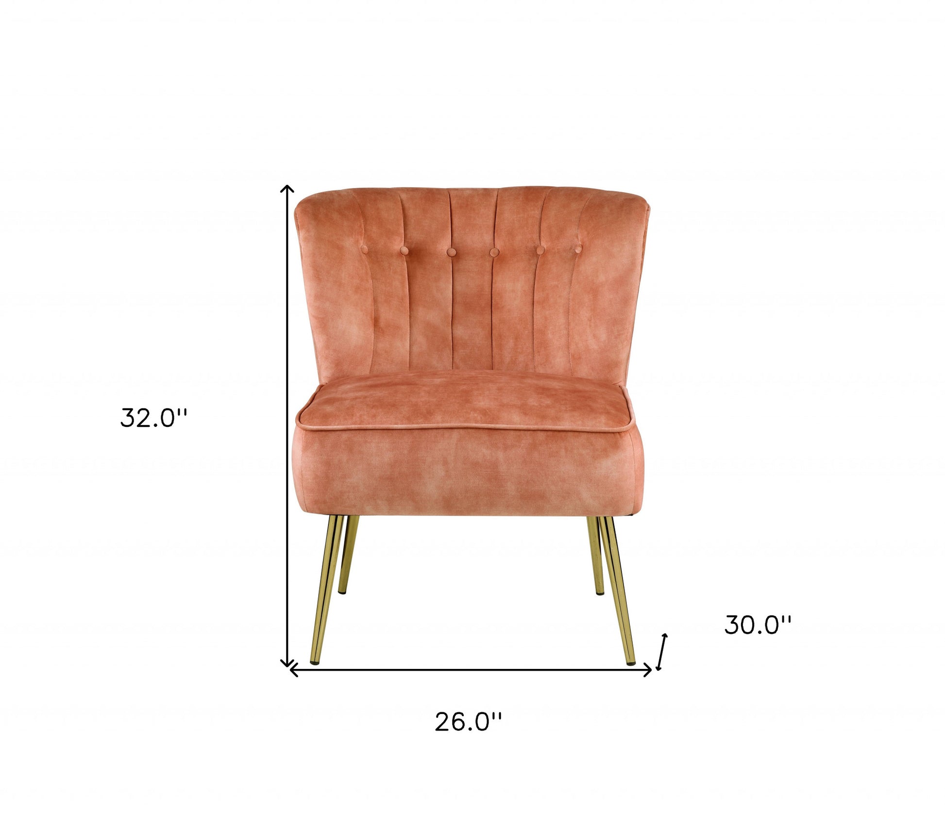 26" Burnt Orange Velvet And Brown Solid Color Slipper Chair By Homeroots | Armchairs | Modishstore - 6