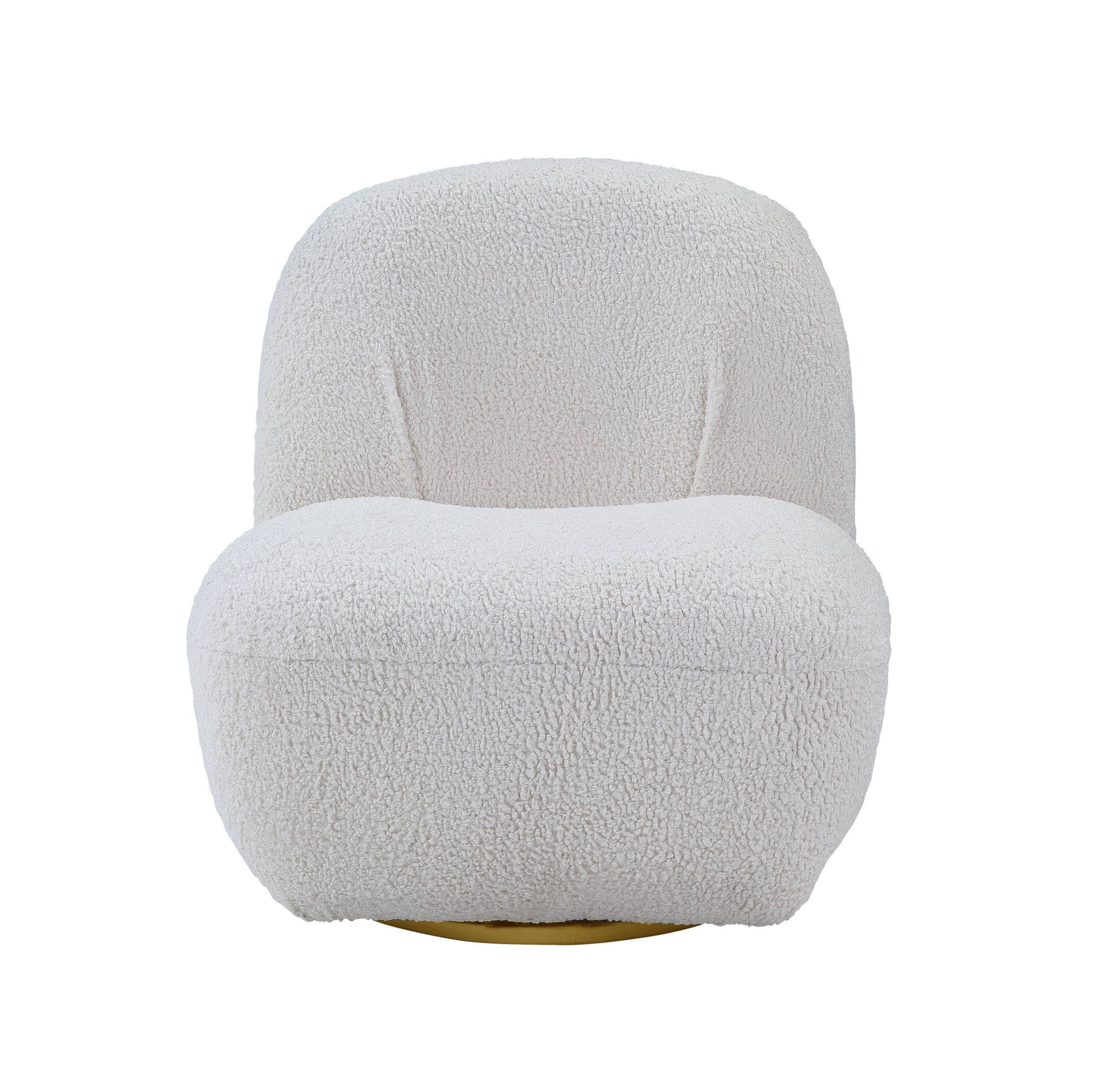 32" White Sherpa Solid Color Swivel Slipper Chair By Homeroots | Armchairs | Modishstore - 2