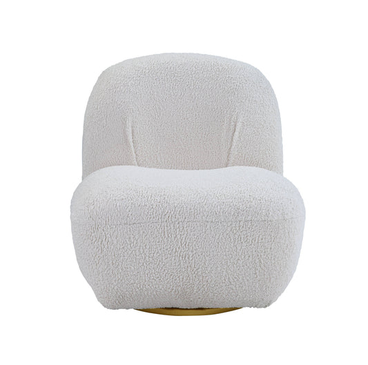 32" White Sherpa Solid Color Swivel Slipper Chair By Homeroots | Armchairs | Modishstore