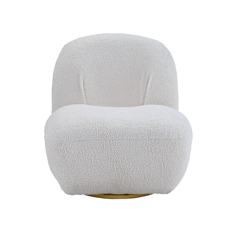 32" White Sherpa Solid Color Swivel Slipper Chair By Homeroots | Armchairs | Modishstore