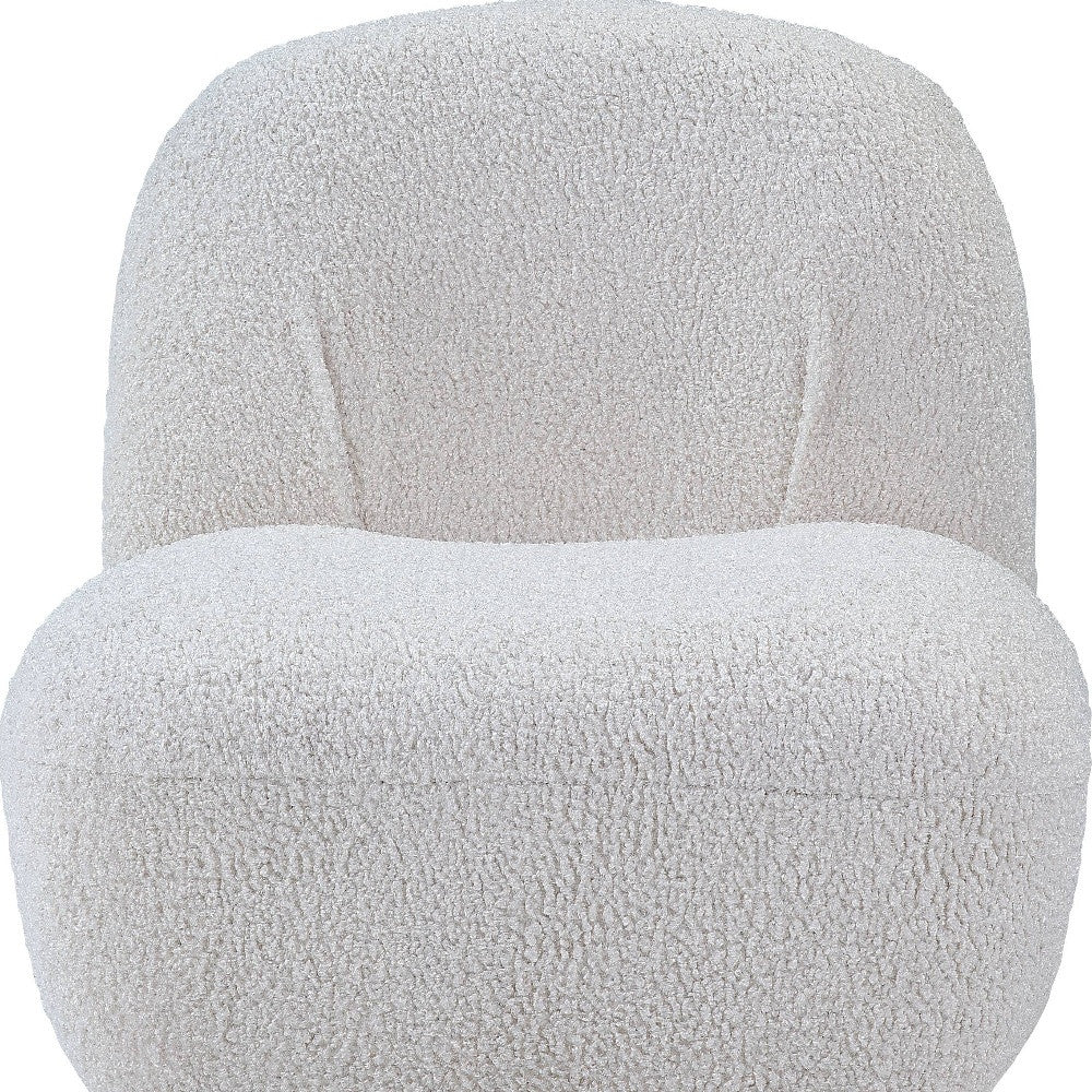 32" White Sherpa Solid Color Swivel Slipper Chair By Homeroots | Armchairs | Modishstore - 3