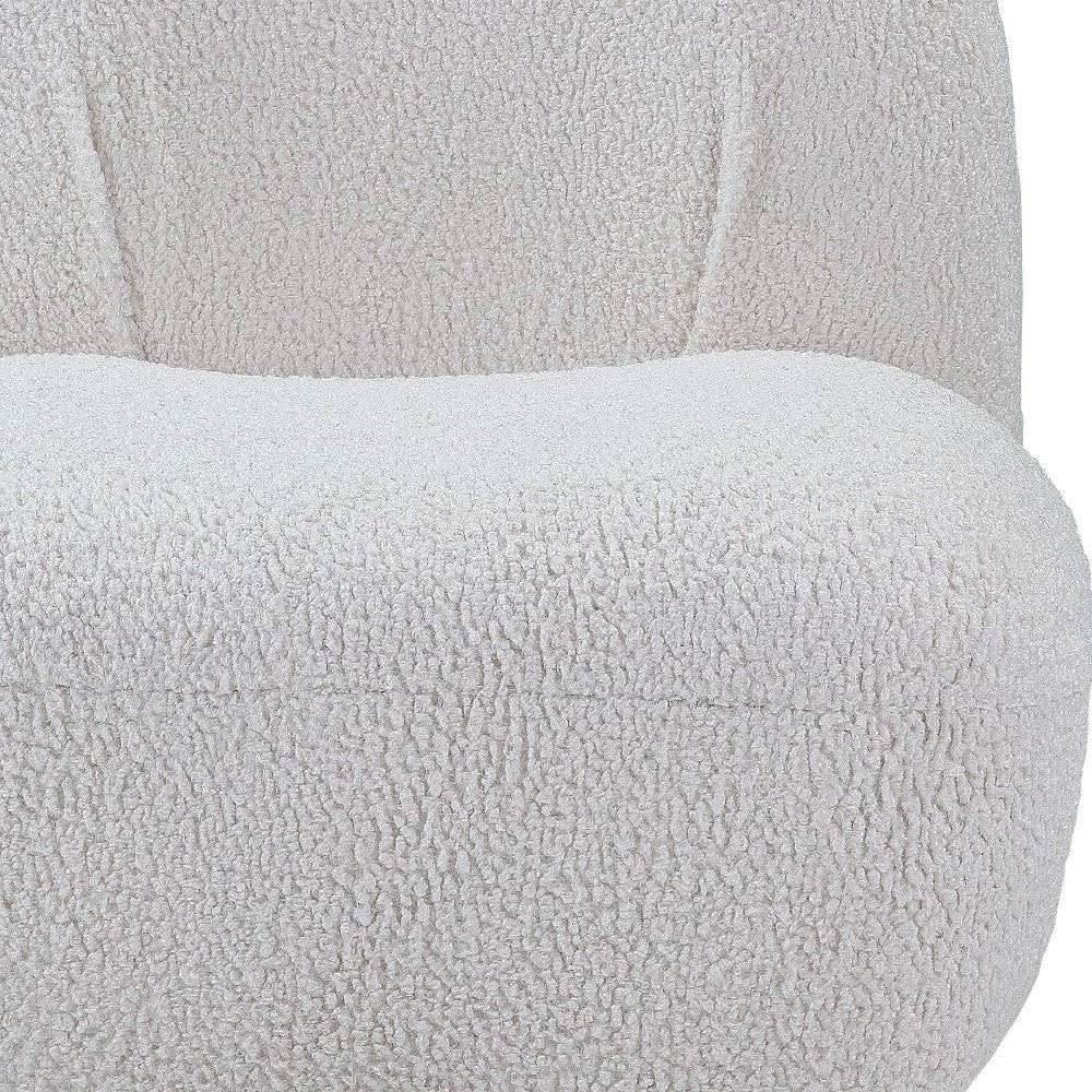 32" White Sherpa Solid Color Swivel Slipper Chair By Homeroots