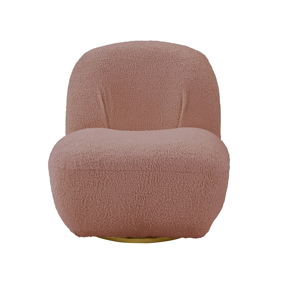 32" Pink Sherpa Solid Color Swivel Slipper Chair By Homeroots | Armchairs | Modishstore - 2