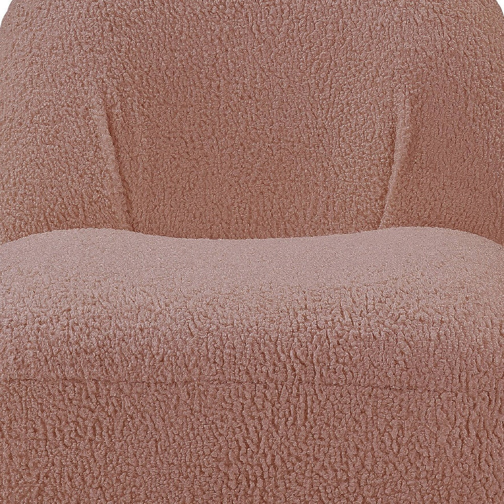 32" Pink Sherpa Solid Color Swivel Slipper Chair By Homeroots | Armchairs | Modishstore - 5