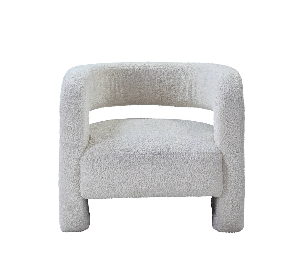 32" White Sherpa Solid Color Barrel Chair By Homeroots | Armchairs | Modishstore - 2