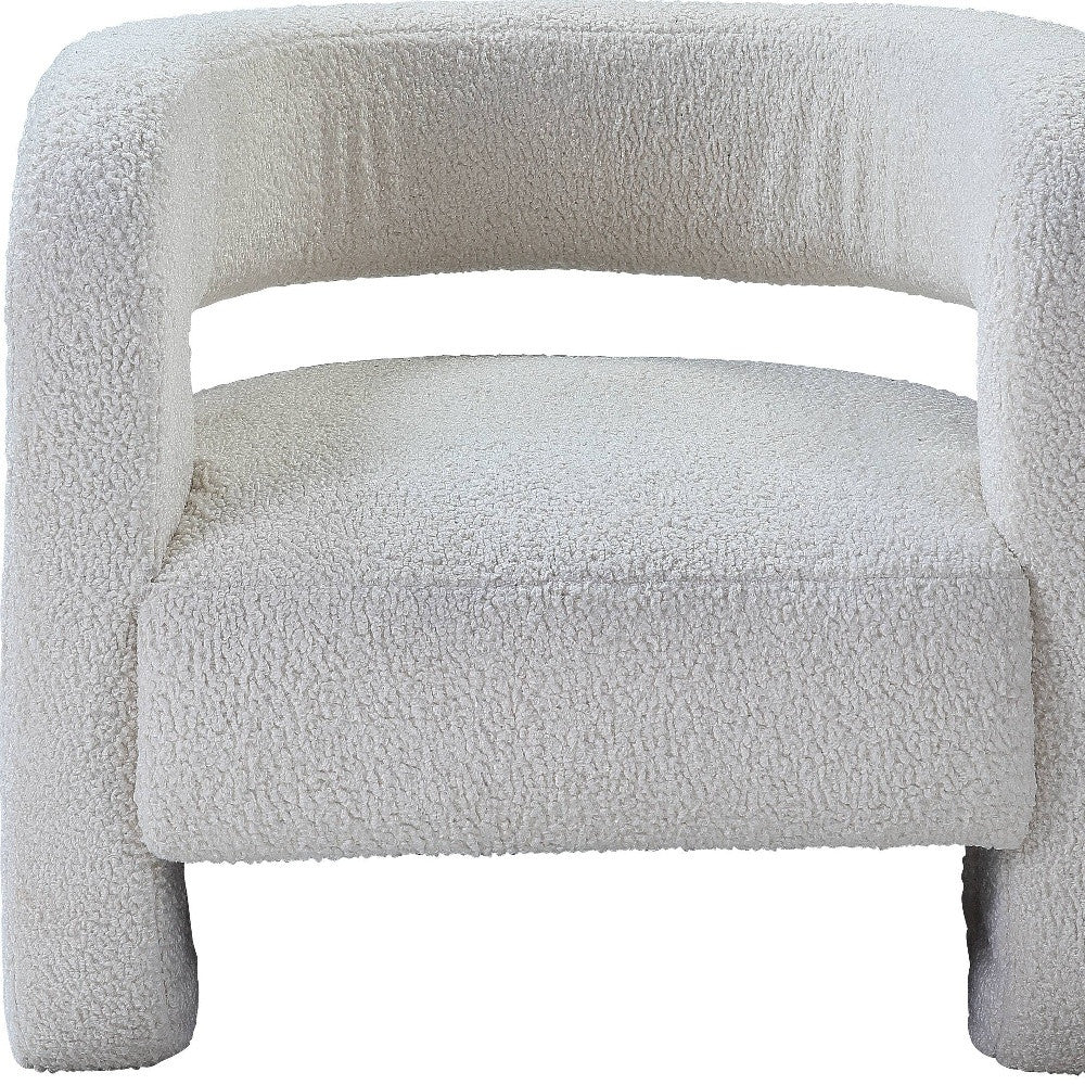 32" White Sherpa Solid Color Barrel Chair By Homeroots | Armchairs | Modishstore - 4