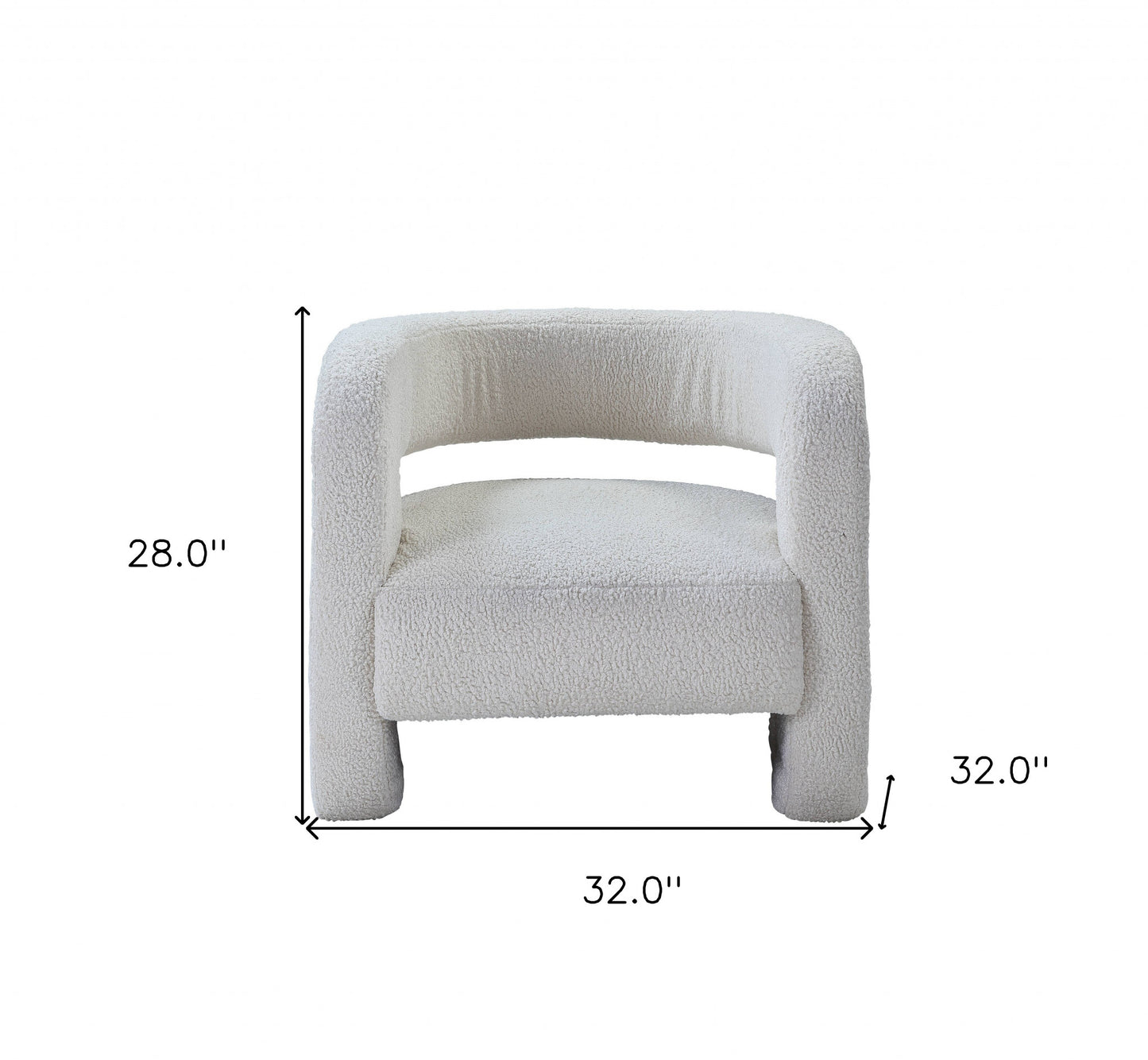 32" White Sherpa Solid Color Barrel Chair By Homeroots | Armchairs | Modishstore - 6