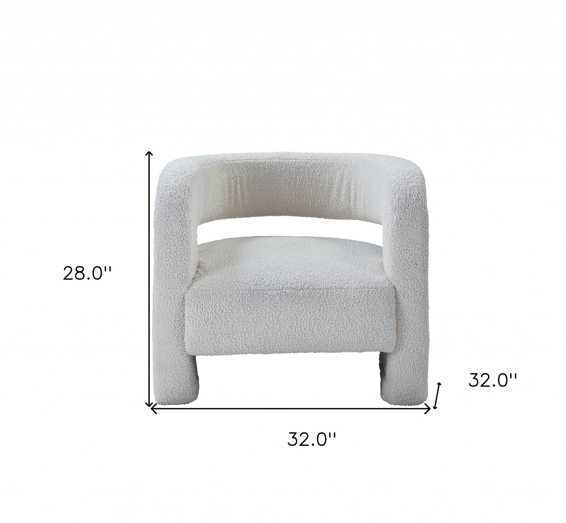 32" White Sherpa Solid Color Barrel Chair By Homeroots | Armchairs | Modishstore - 6