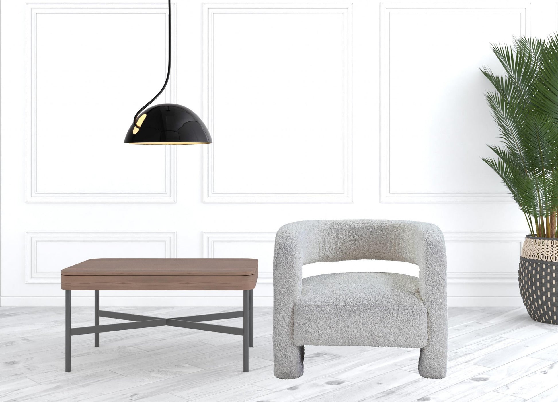 32" White Sherpa Solid Color Barrel Chair By Homeroots | Armchairs | Modishstore - 3