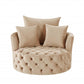 43" Beige Velvet Solid Color Swivelbarrel Chair By Homeroots