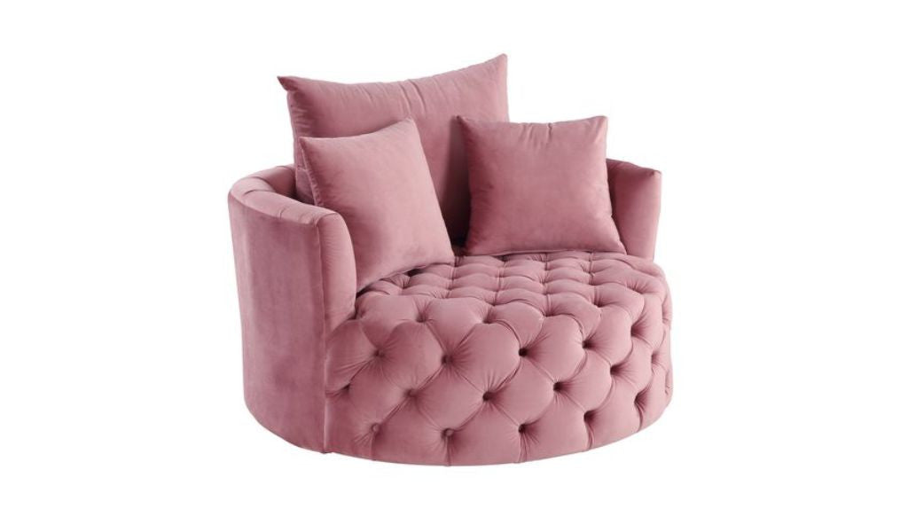 43" Pink Velvet Solid Color Barrel Chair By Homeroots | Armchairs | Modishstore