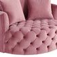 43" Pink Velvet Solid Color Barrel Chair By Homeroots