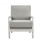 35" Gray Linen And Light Oak Solid Color Club Chair By Homeroots | Armchairs | Modishstore - 2